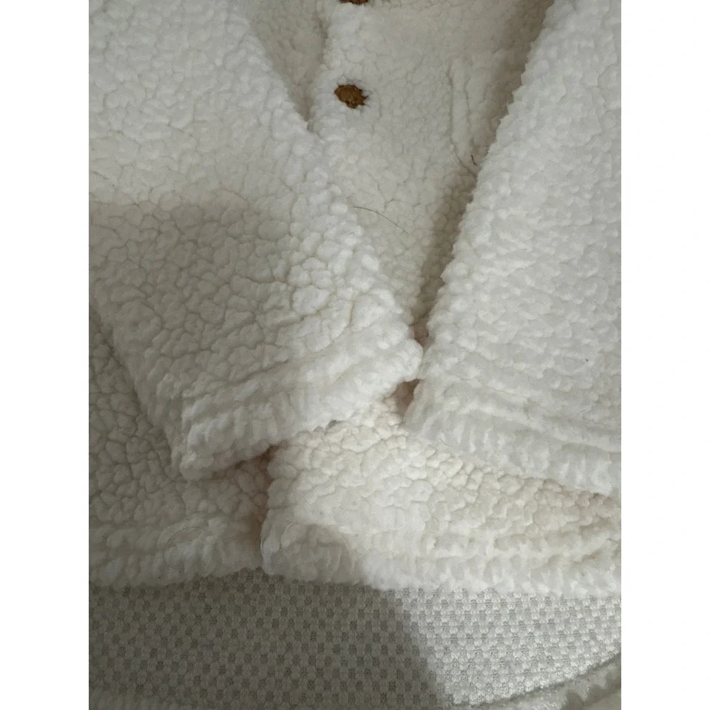 Modern Moments Gerber Kids Cream Sherpa Fleece 2pc Button Top & Pants Set 6-9M